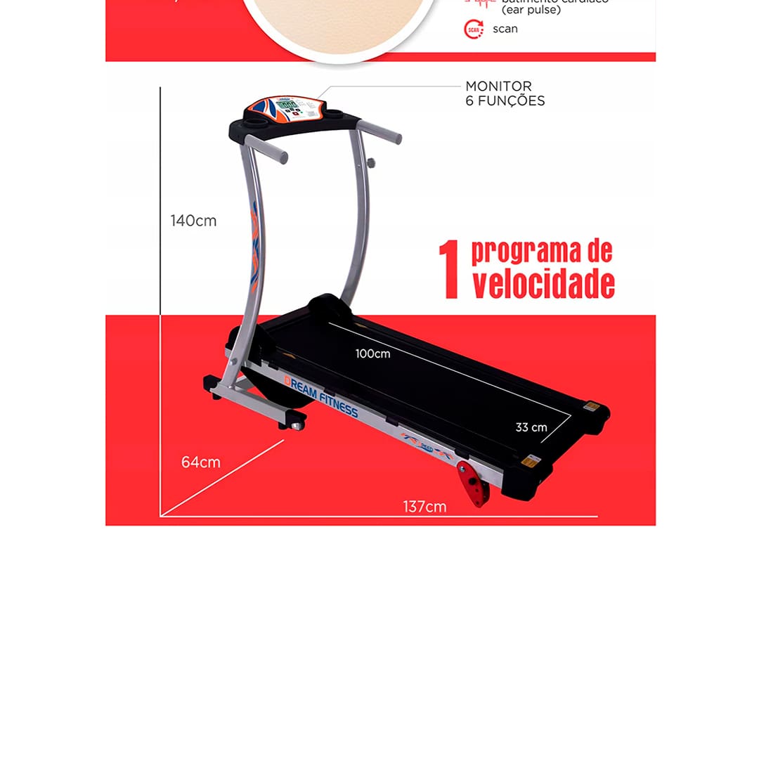 Esteira Ergométrica Dream Fitness Speed 1.8 Prata
