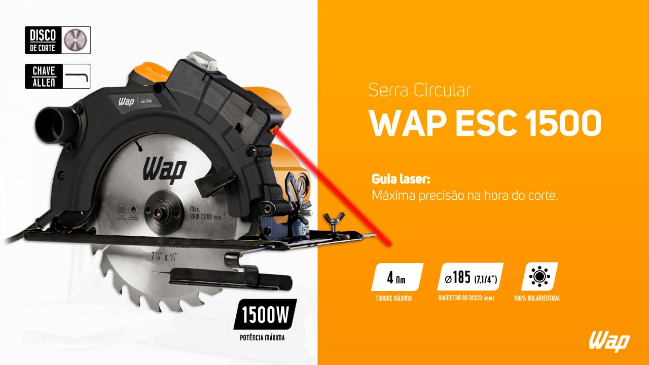 Serra Circular Wap ESC 1500 com Guia | Ponto