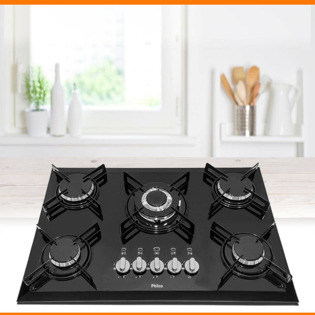 Cooktop Gás 5 Bocas Philco Preto