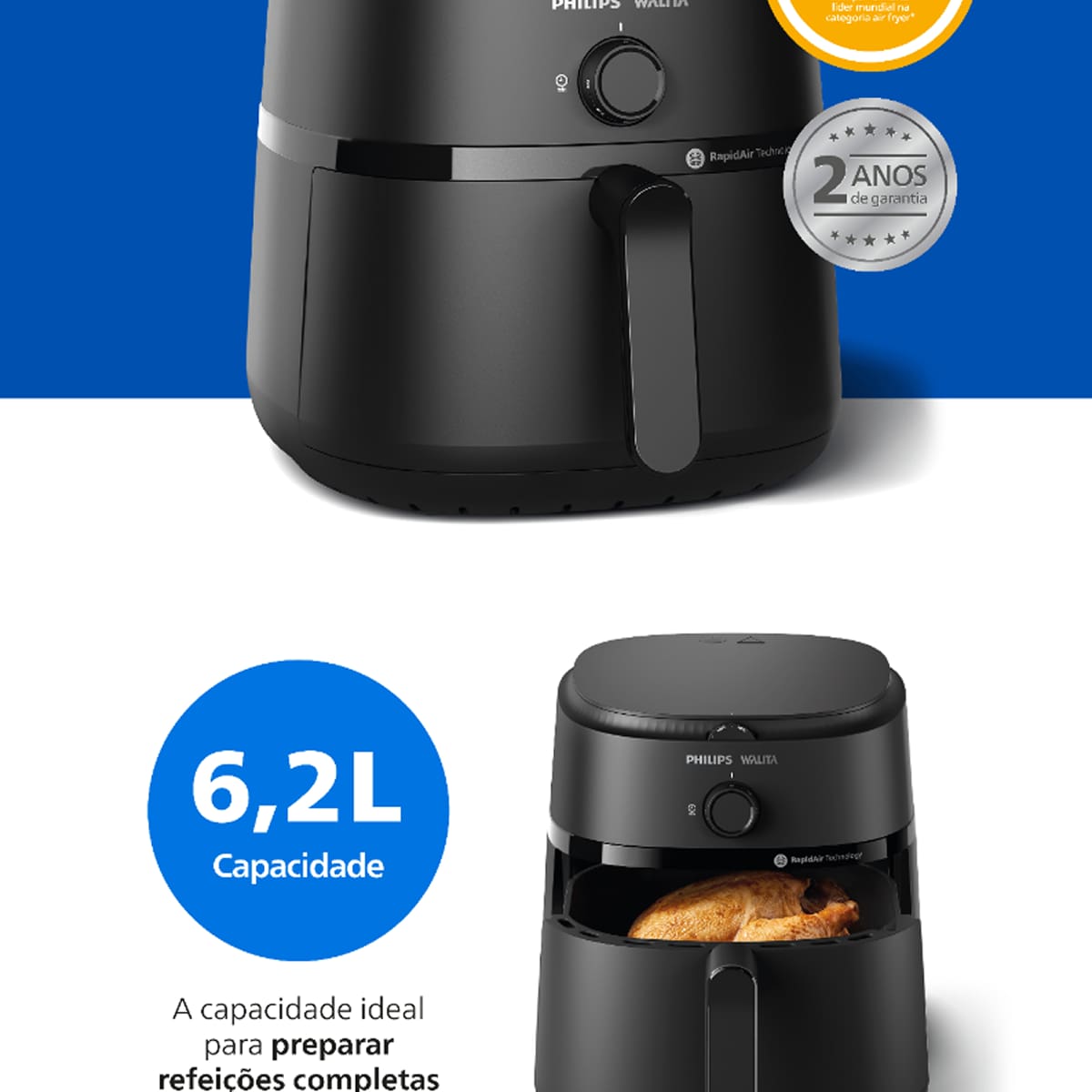 Fritadeira Airfryer Philips Walita Série 1000 XL 6,2L 1700W