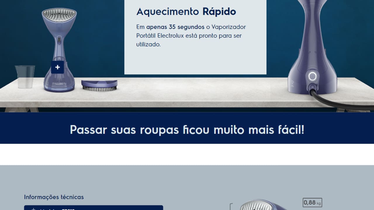 VAPORIZADOR DE ROUPAS ELECTROLUX EPS10