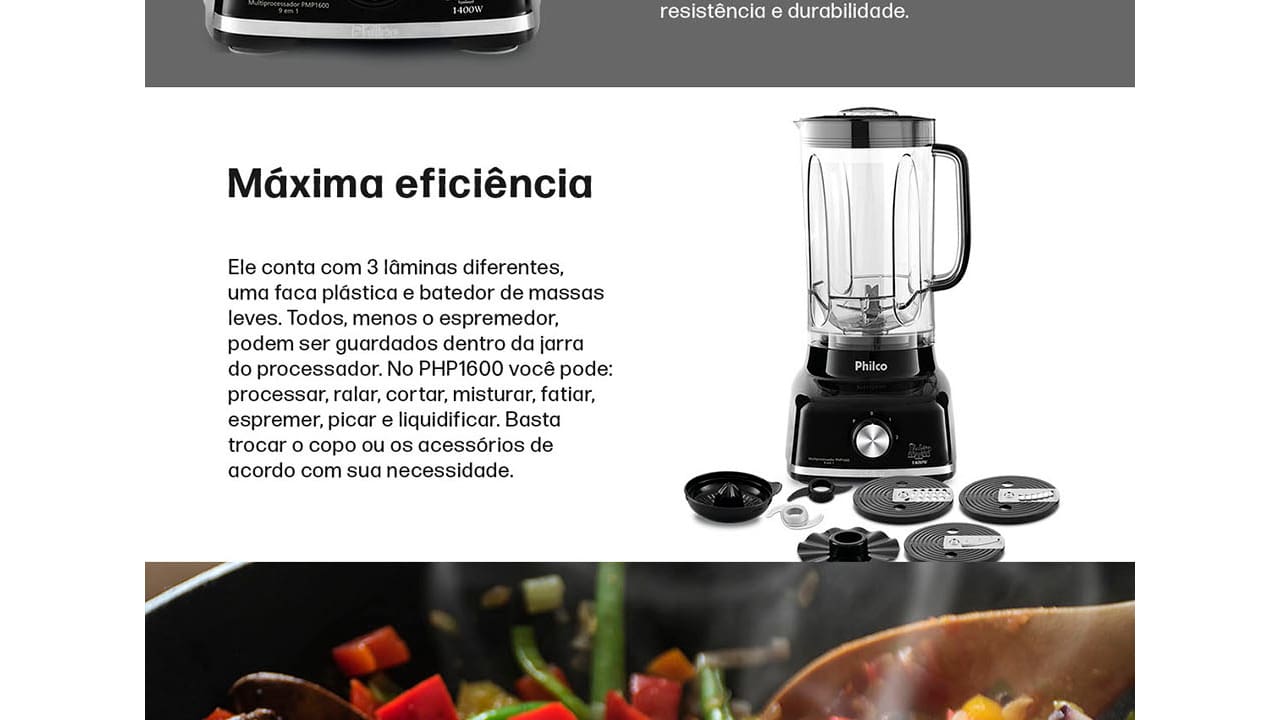 Multiprocessador de Alimentos Philco 9 em 1 PMP1600V Vermelho