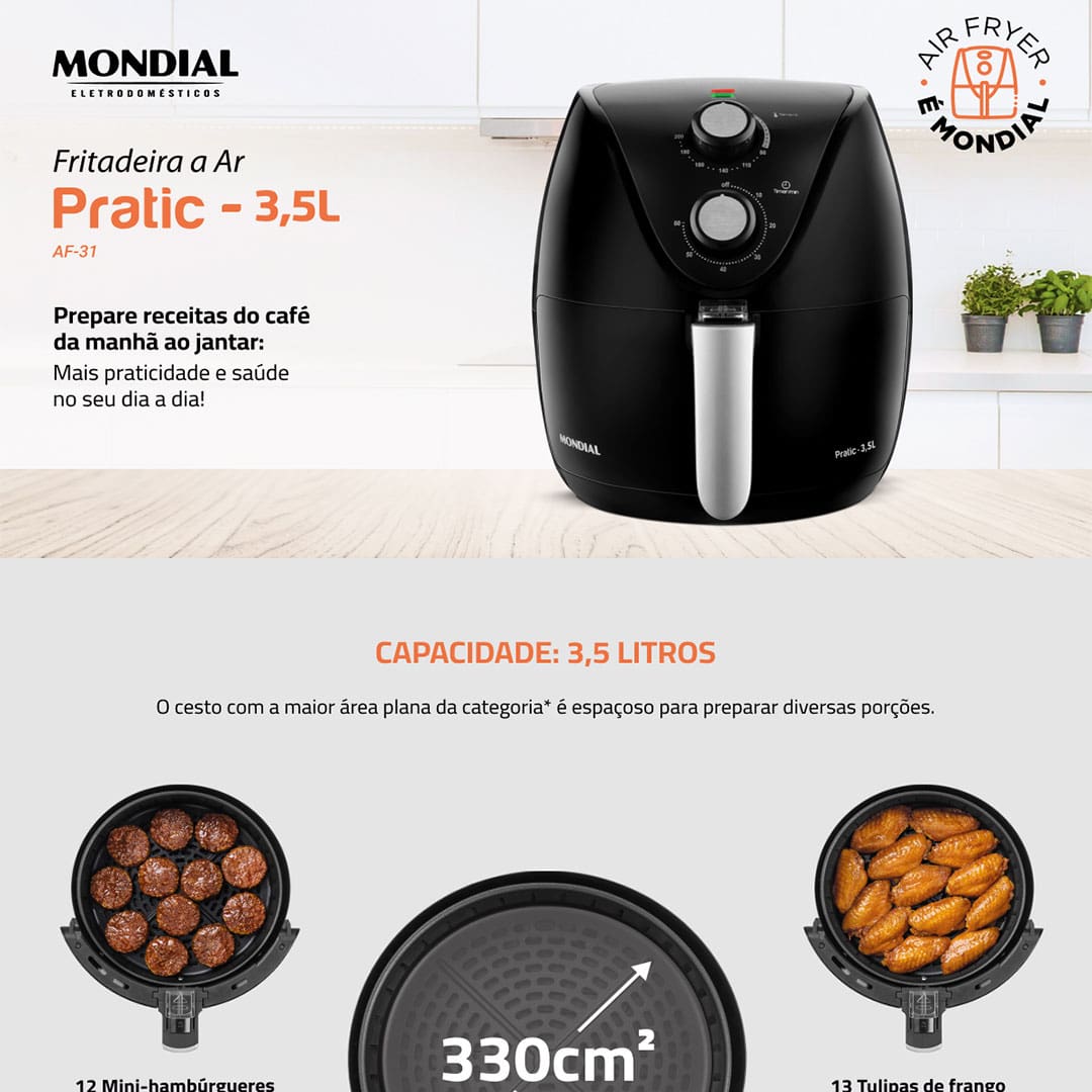 Fritadeira Elétrica Air Fryer Mondial New Pratic AF31