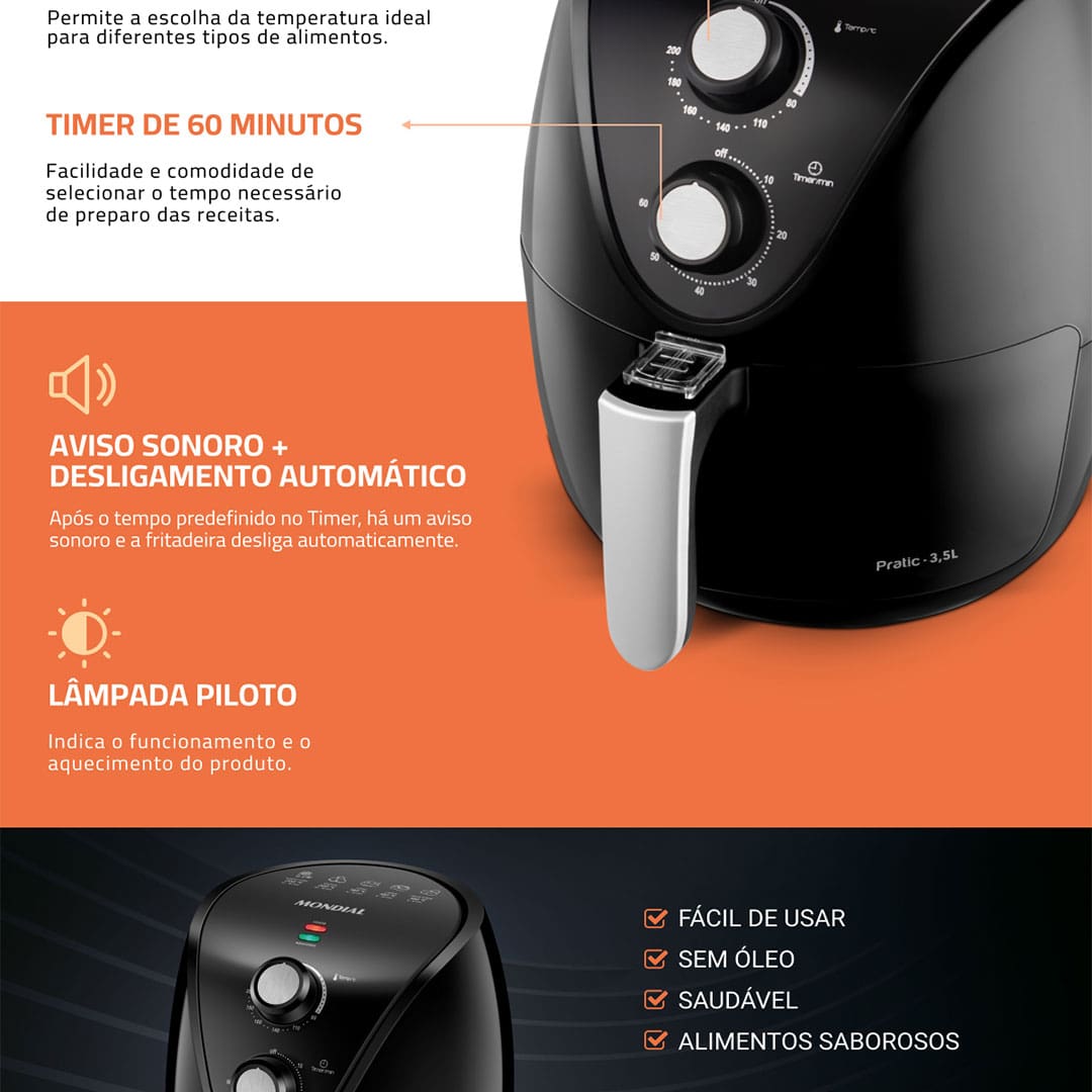 Fritadeira Elétrica Air Fryer Mondial New Pratic AF31