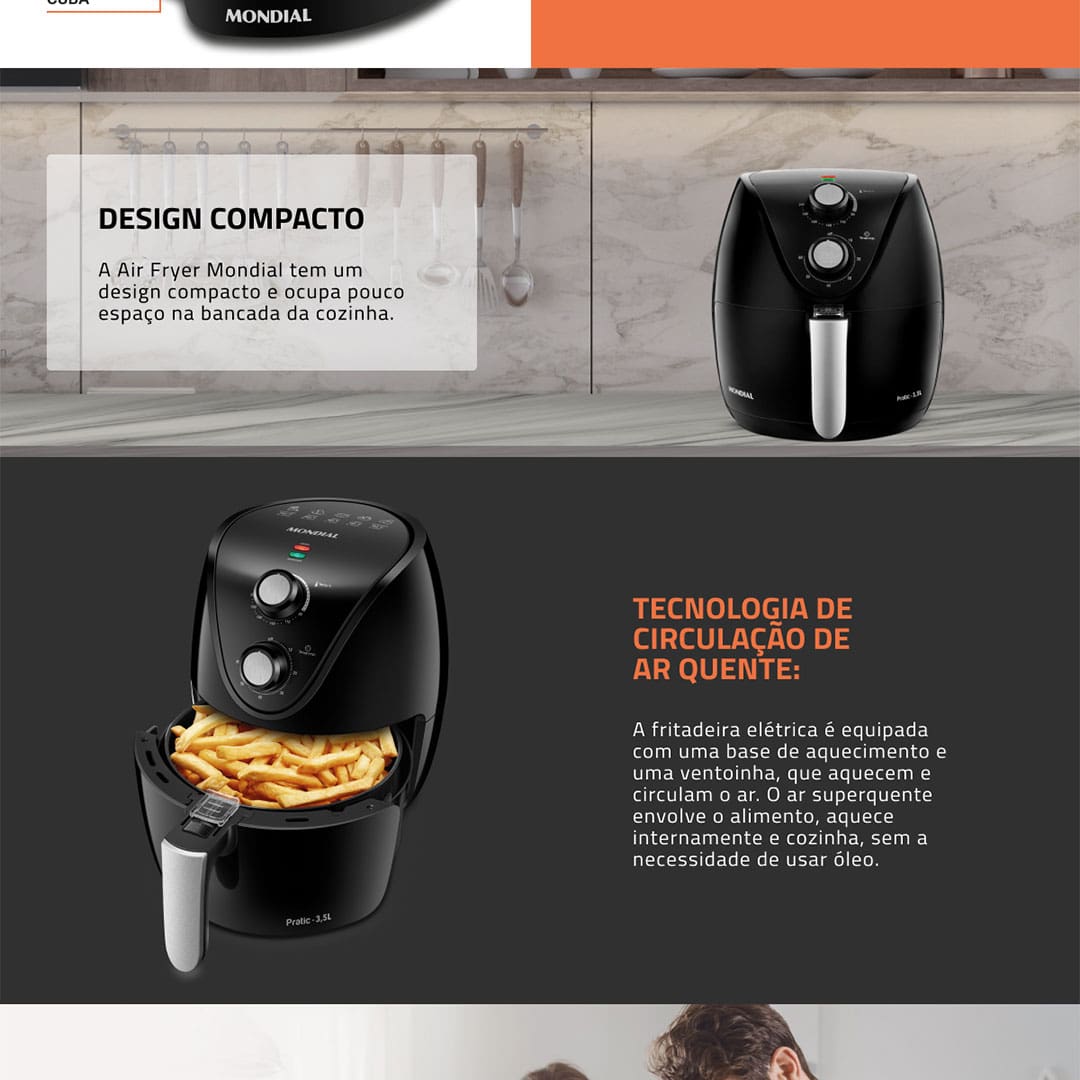 Fritadeira Elétrica Air Fryer Mondial New Pratic AF31