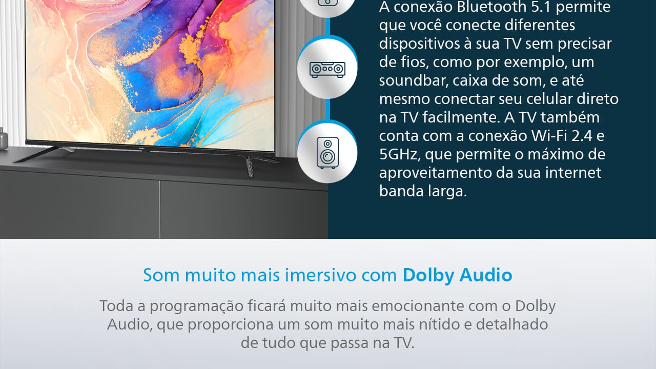Qualidade de Imagem 4K e Sistema Google TV A Smart TV Philips 55" 4K 55PUG7019/78 proporciona uma experiência visual imersiva com sua resolução Ultra HD 4K, que oferece detalhes impressionantes e cores vibrantes. A tecnologia de ponta da Philips garante imagens nítidas e realistas, ideais para filmes, esportes e games. Além disso, o sistema operacional Google TV facilita o acesso a uma ampla variedade de aplicativos e conteúdo de streaming, tudo com uma interface intuitiva e moderna.