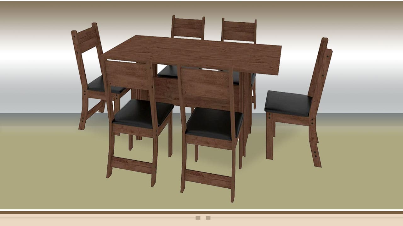 Mesa Jantar Indekes Pequi material estrutura revestimento