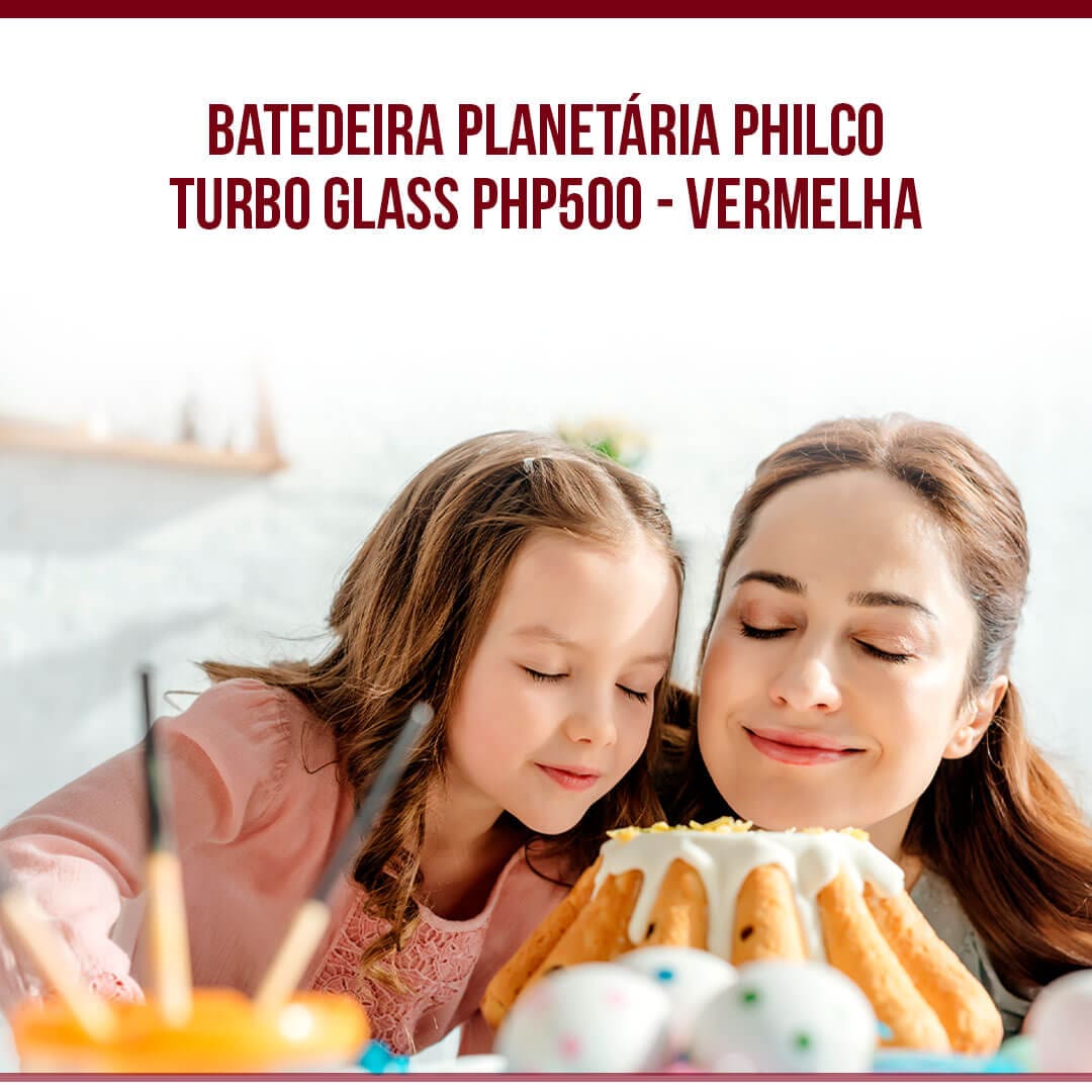 Batedeira Planetária Philco Turbo Glass PHP500 Vermelha