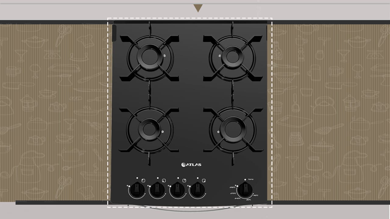 Fogão Atlas Mônaco Top Glass forno pés
