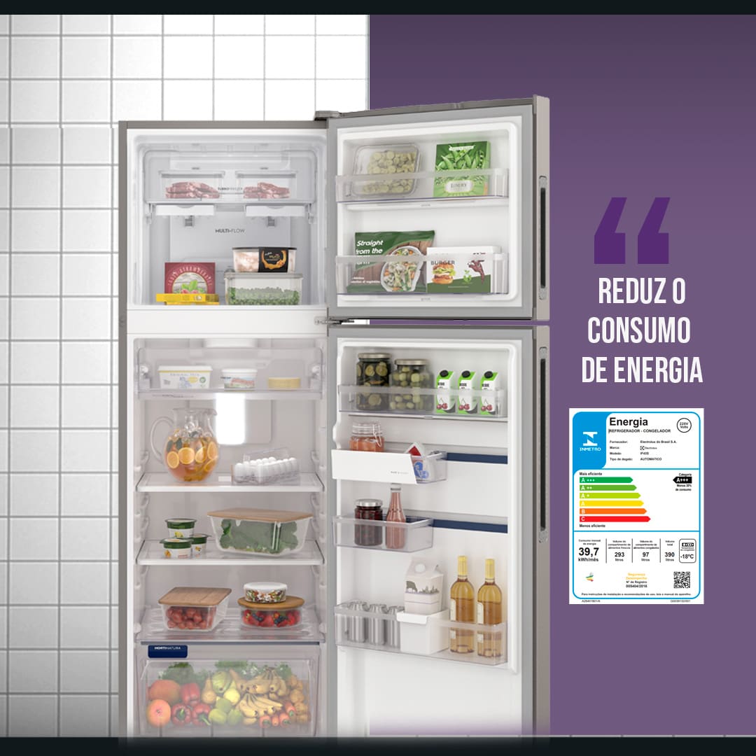Geladeira Electrolux Inverter Frost Free prateleiras