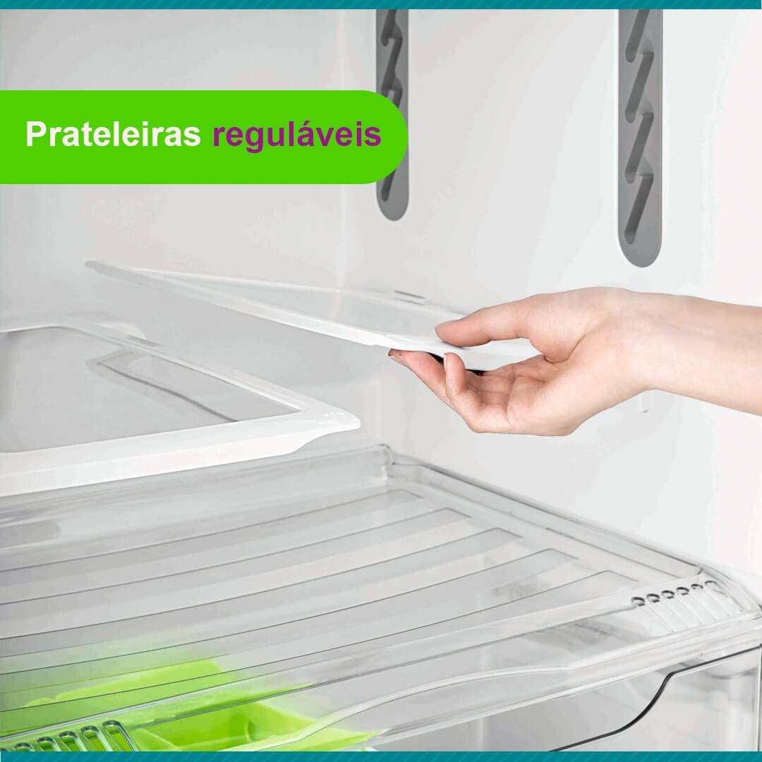 Geladeira Duplex Consul CRM43NB Branca com prateleiras ajustáveis