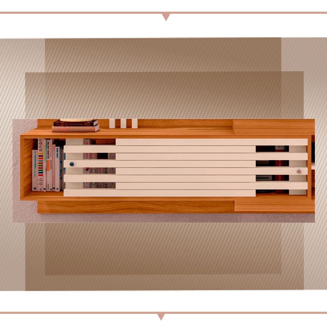 Painel Madetec Cross com portas frisadas deslizantes