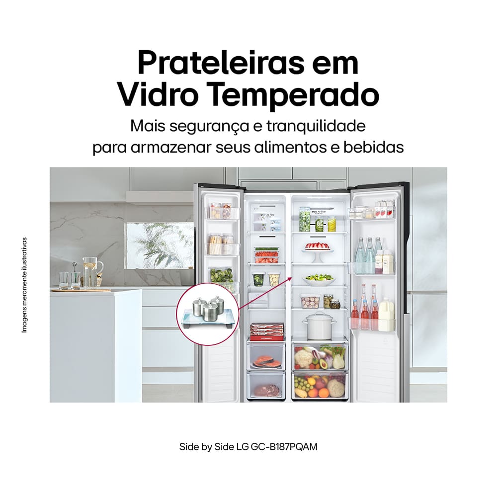 Geladeira LG GC-B187PQA Side by Side 519L Inox Look