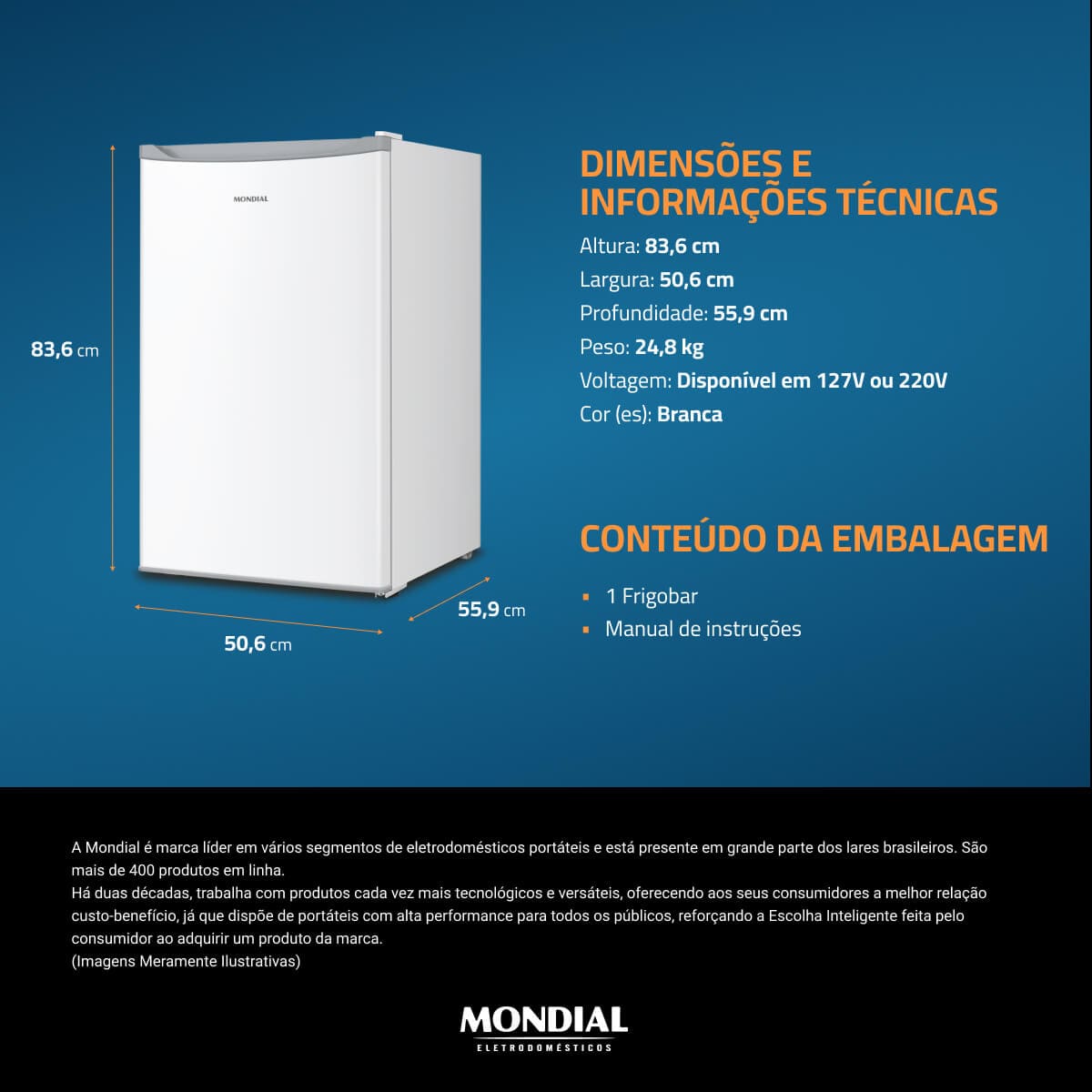 FRIGOBAR 120L MONDIAL FGB-01-W-120