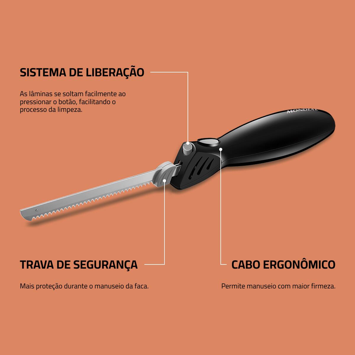 Faca Elétrica Mondial FA-01 100W Lâminas Duplas