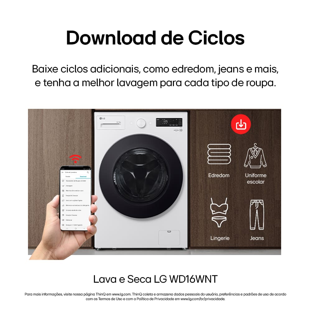 Lava e Seca LG Smart WD16WNTS6B 16kg
