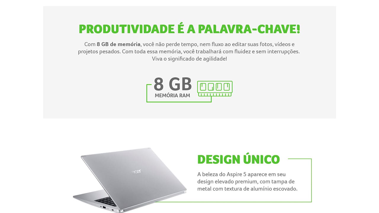 NOT ACER A515-54G-55HW CI5/8GB/256SSD/15.6/W11 - 55048486