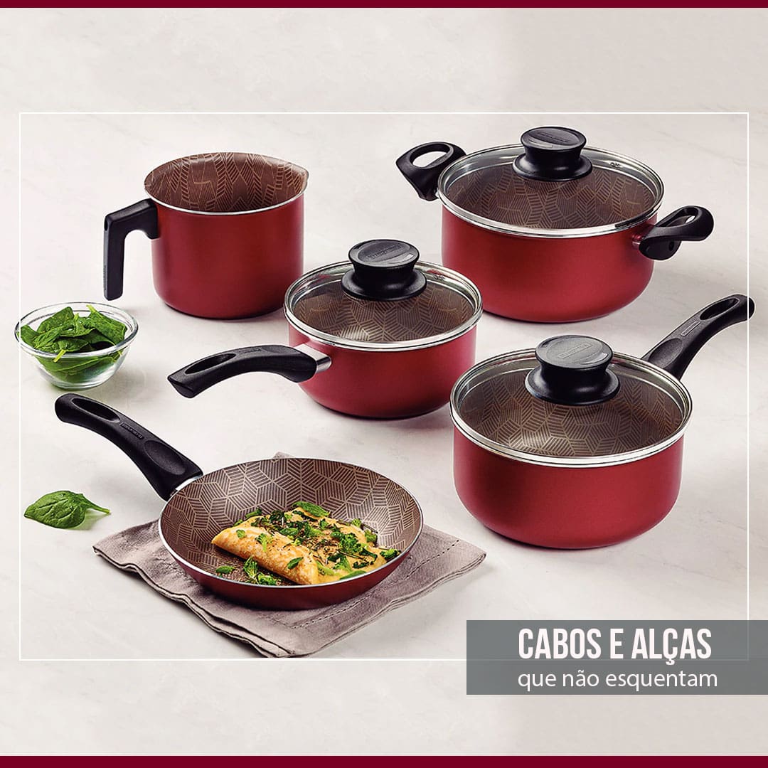 Conjunto Panelas Tramontina cabos baquelite limpeza segurança