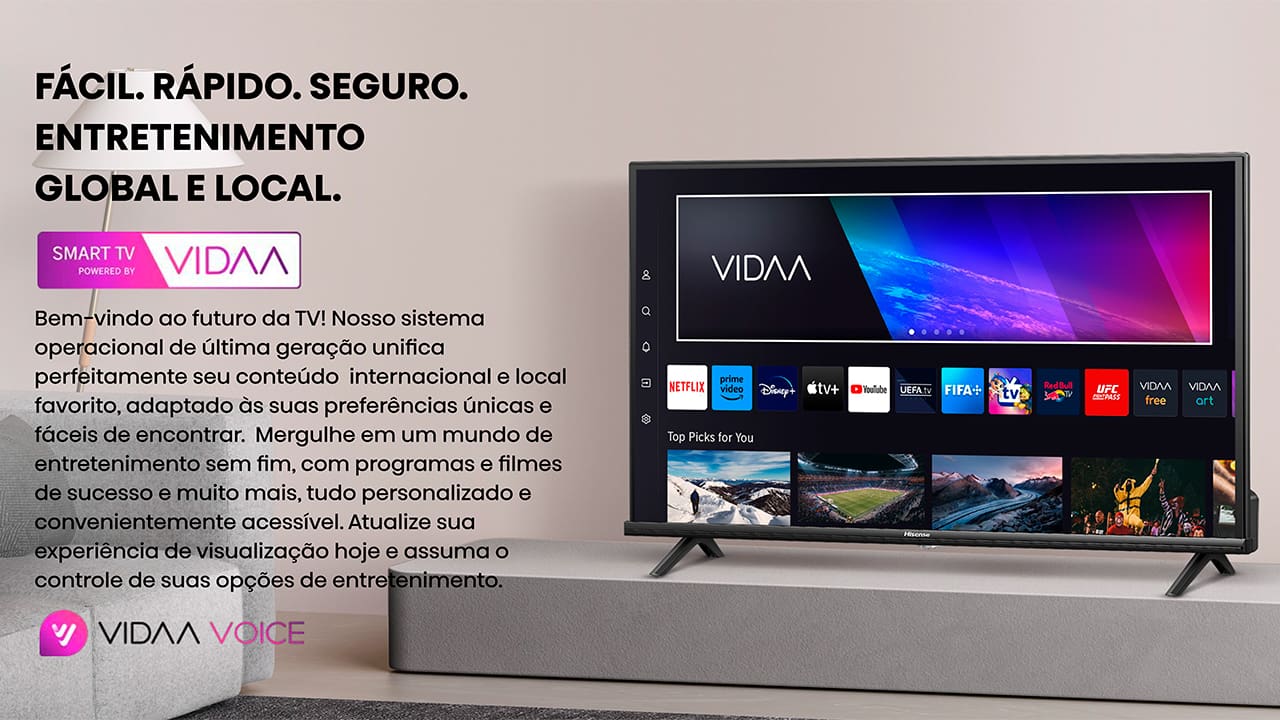 Smart TV 43” polegadas com excelente qualidade de imagem