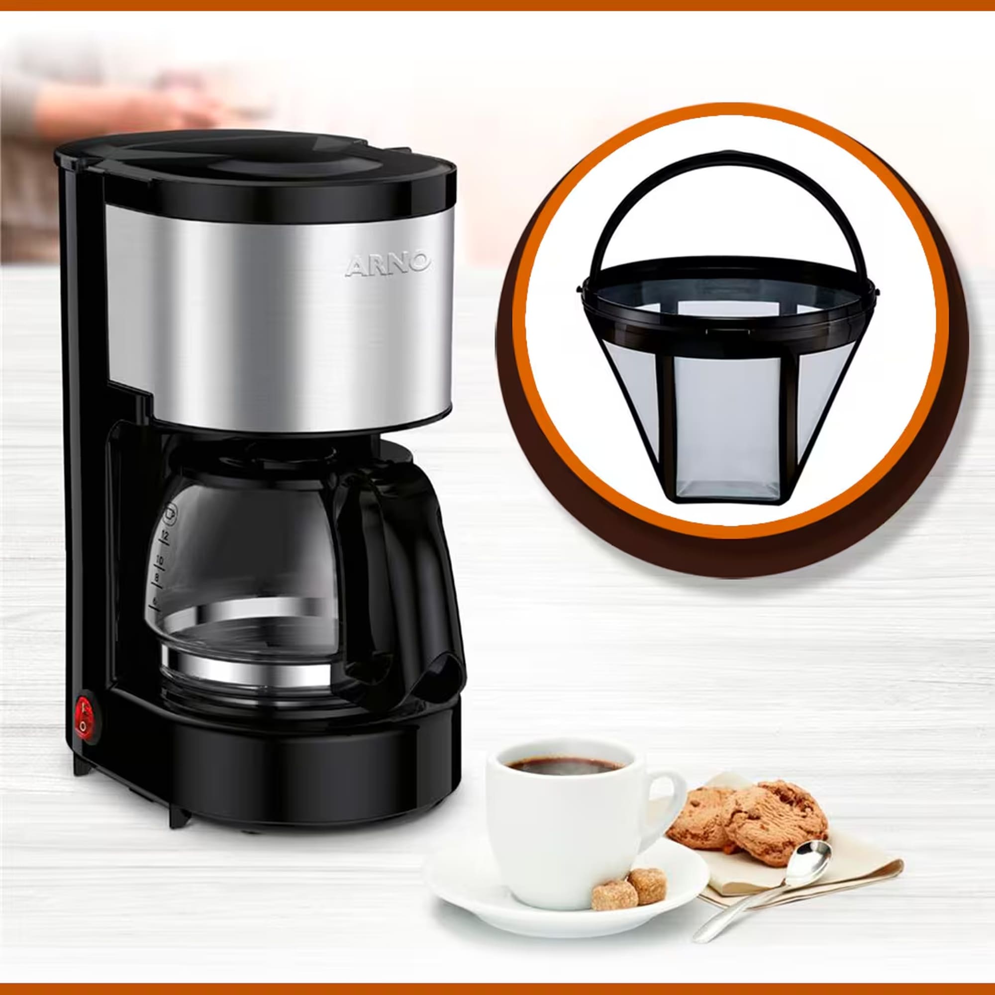 Cafeteira Elétrica Arno Perfectta Inox 0,6 L 15 Xícaras