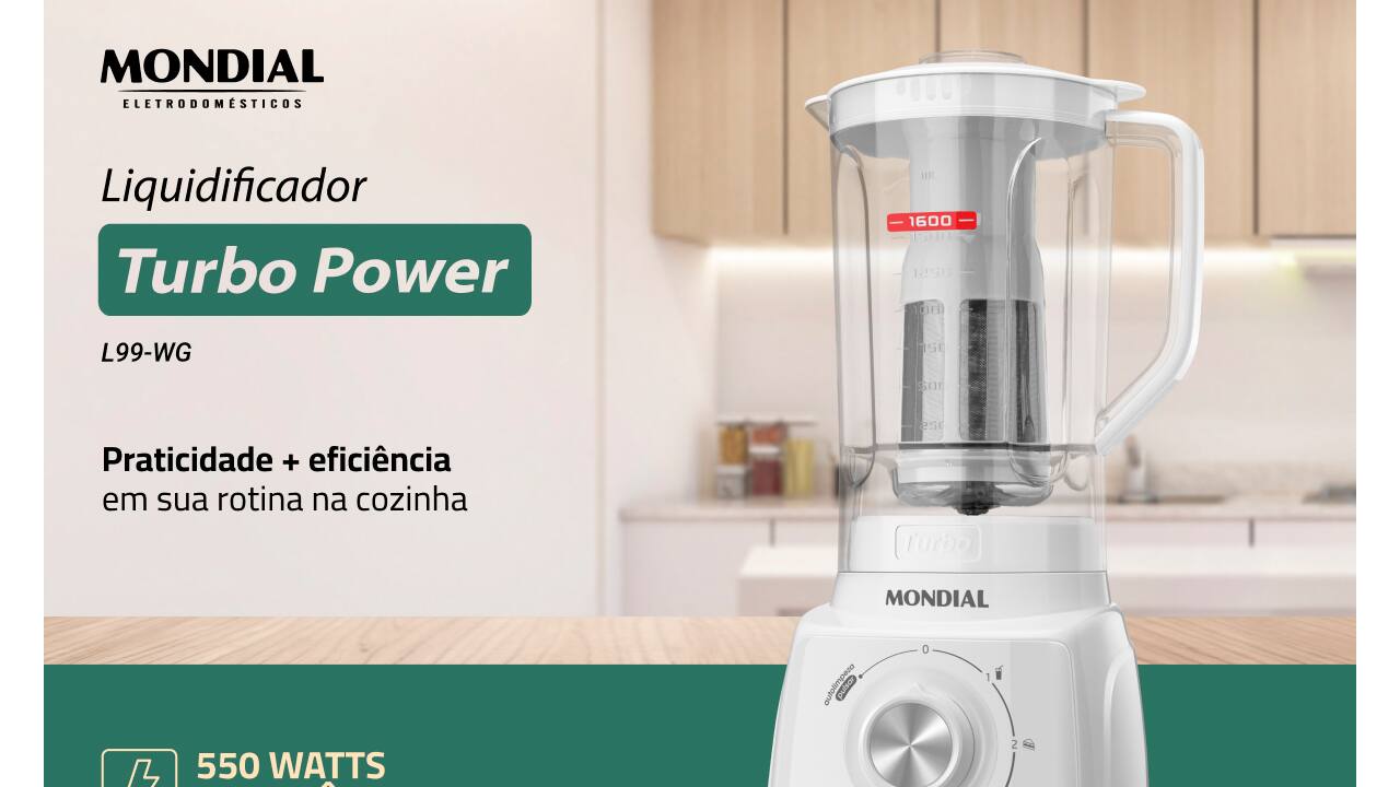 Liquidificador Mondial Turbo Power 550W Branco L-99 WG 110V