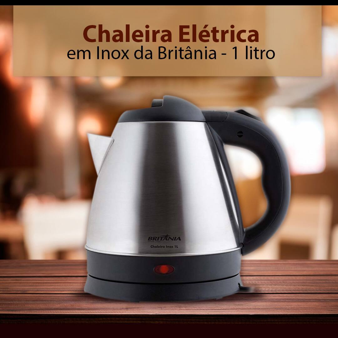 Chaleira Elétrica Inox 1 Litro Britânia Aço Escovado