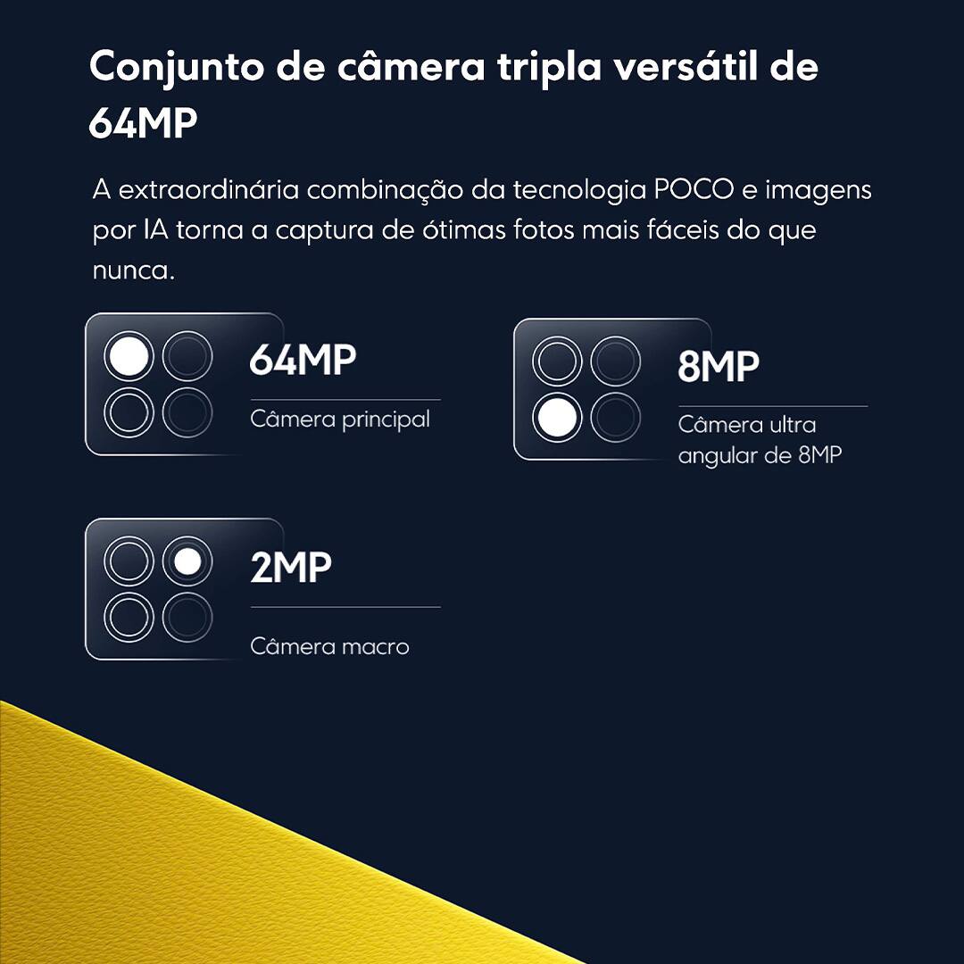 Apresentamos o Smartphone Xiaomi POCO X6 PRO 5G, um smartphone que não apenas responde às suas expectativas, mas redefine o que é possível em termos de velocidade, design e funcionalidade. O 5G é mais do que uma velocidade de internet, é uma revolução na conectividade. Com o POCO X6 PRO 5G, experimente downloads instantâneos, streaming sem interrupções e uma navegação na web tão rápida quanto seus pensamentos. Esteja à frente do jogo, literalmente, com uma velocidade que redefine sua experiência móvel.