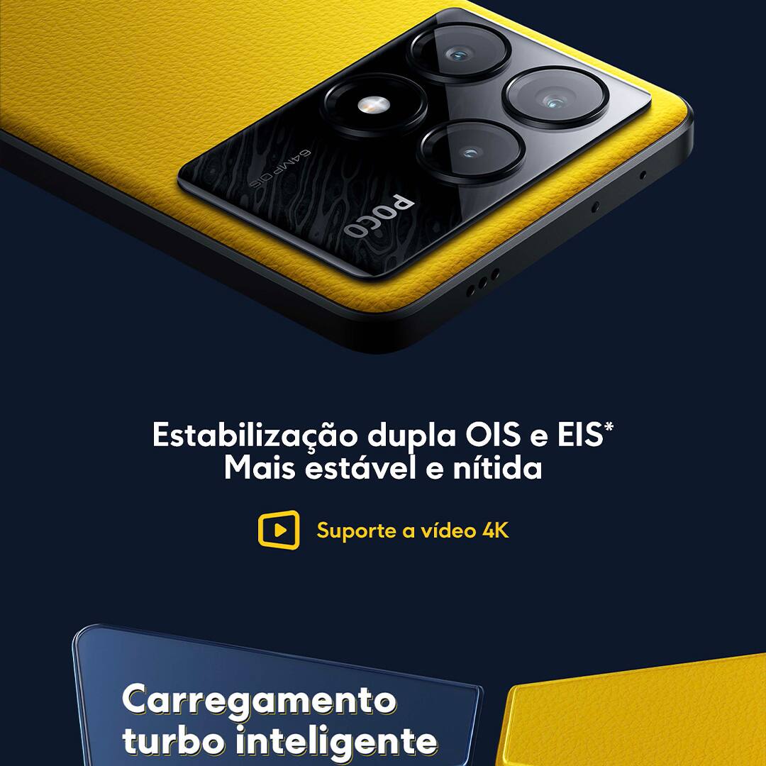 Apresentamos o Smartphone Xiaomi POCO X6 PRO 5G, um smartphone que não apenas responde às suas expectativas, mas redefine o que é possível em termos de velocidade, design e funcionalidade. O 5G é mais do que uma velocidade de internet, é uma revolução na conectividade. Com o POCO X6 PRO 5G, experimente downloads instantâneos, streaming sem interrupções e uma navegação na web tão rápida quanto seus pensamentos. Esteja à frente do jogo, literalmente, com uma velocidade que redefine sua experiência móvel.