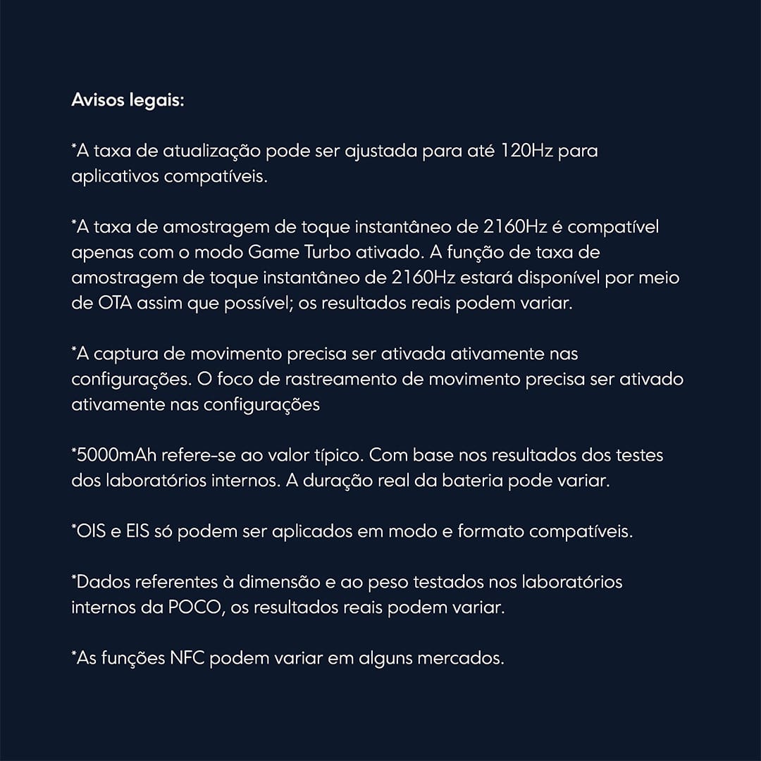 Apresentamos o Smartphone Xiaomi POCO X6 PRO 5G, um smartphone que não apenas responde às suas expectativas, mas redefine o que é possível em termos de velocidade, design e funcionalidade. O 5G é mais do que uma velocidade de internet, é uma revolução na conectividade. Com o POCO X6 PRO 5G, experimente downloads instantâneos, streaming sem interrupções e uma navegação na web tão rápida quanto seus pensamentos. Esteja à frente do jogo, literalmente, com uma velocidade que redefine sua experiência móvel.