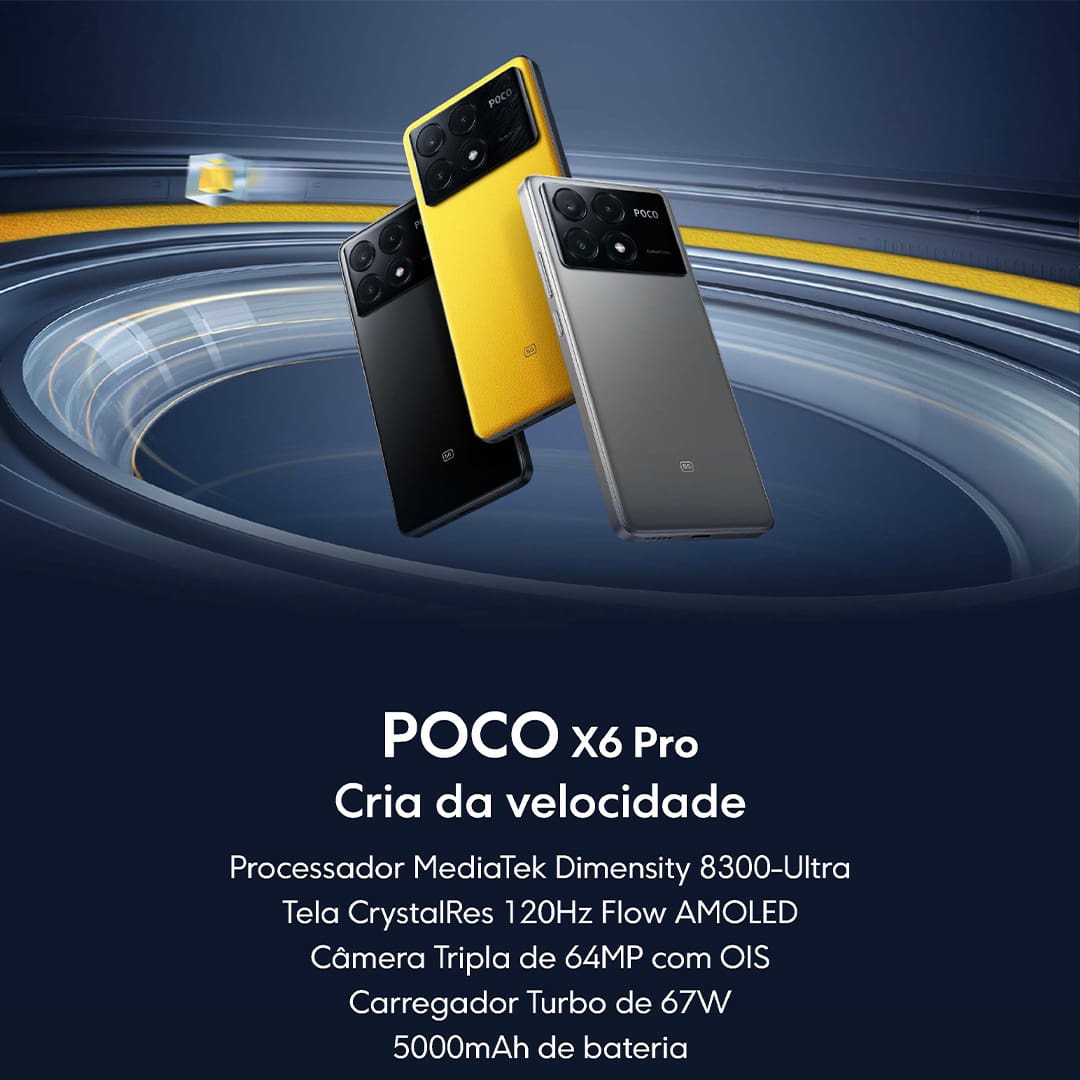 Apresentamos o Smartphone Xiaomi POCO X6 PRO 5G, um smartphone que não apenas responde às suas expectativas, mas redefine o que é possível em termos de velocidade, design e funcionalidade. O 5G é mais do que uma velocidade de internet, é uma revolução na conectividade. Com o POCO X6 PRO 5G, experimente downloads instantâneos, streaming sem interrupções e uma navegação na web tão rápida quanto seus pensamentos. Esteja à frente do jogo, literalmente, com uma velocidade que redefine sua experiência móvel.