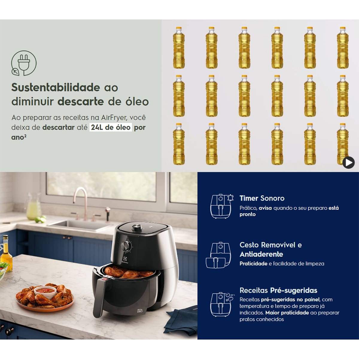 Fritadeira Elétrica Sem Óleo Air Fryer Electrolux 