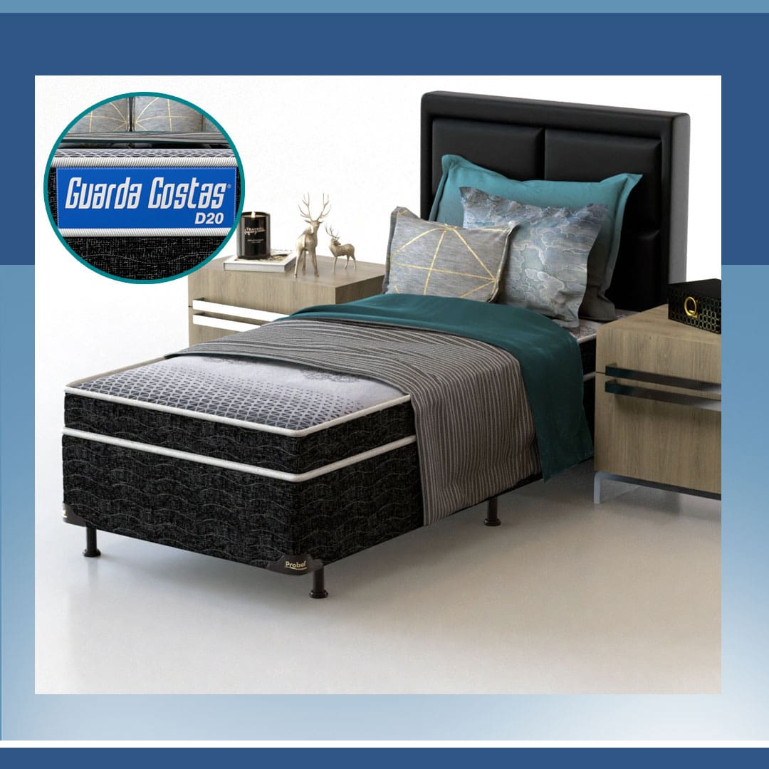 Cama Box Solteiro Probel Guarda Costas colchão