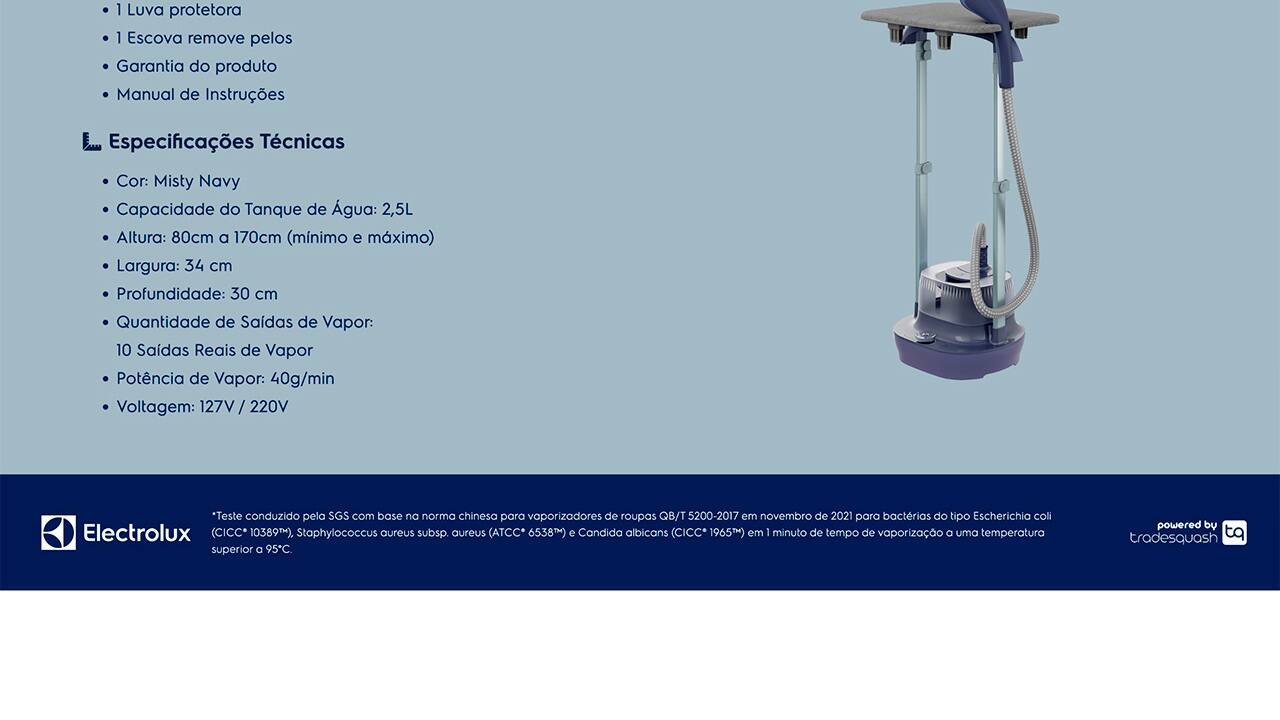 Vaporizador de Roupas Electrolux Expert EGS20 Azul