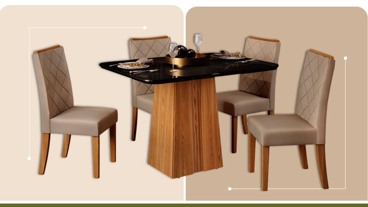 Conjunto Mesa Cadeiras Jantar DJ Móveis Raquel Plus