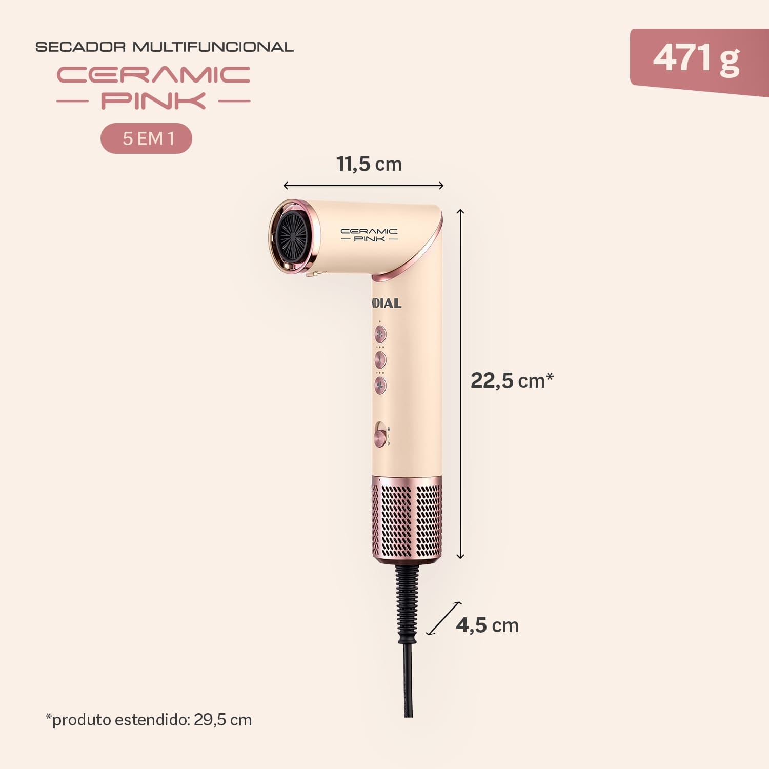 Secador Mondial SM-01-BLDC-CP 1500W Motor BLDC