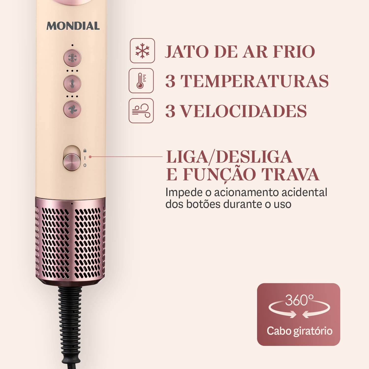 Secador Mondial SM-01-BLDC-CP 1500W Motor BLDC