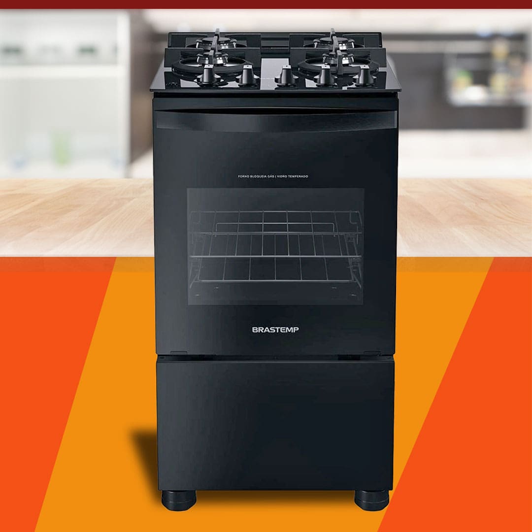 Fogão Brastemp BFO4VAE com 4 Bocas - Preto