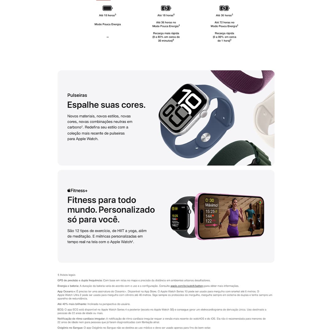 O Apple Watch Ultra 2 é o relógio definitivo para esportes e aventura. Ele vem com bateria para vários dias, GPS de precisão e dupla frequência e a tela mais brilhante da Apple até hoje. Também tem caixa de titânio resistente, tela de cristal de safira e botão de Ação configurável.