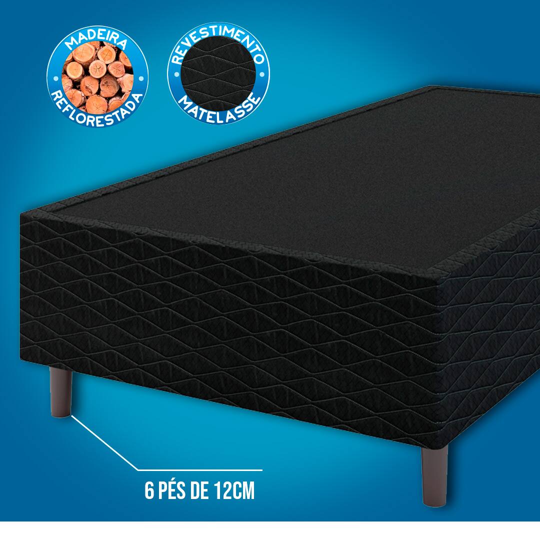 imagem destaca o revestimento da Base Box e os pés de 12cm