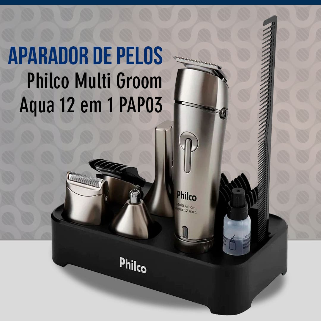 Aparador de Pelos Philco Multi Groom Aqua 12 em 1 PAP03