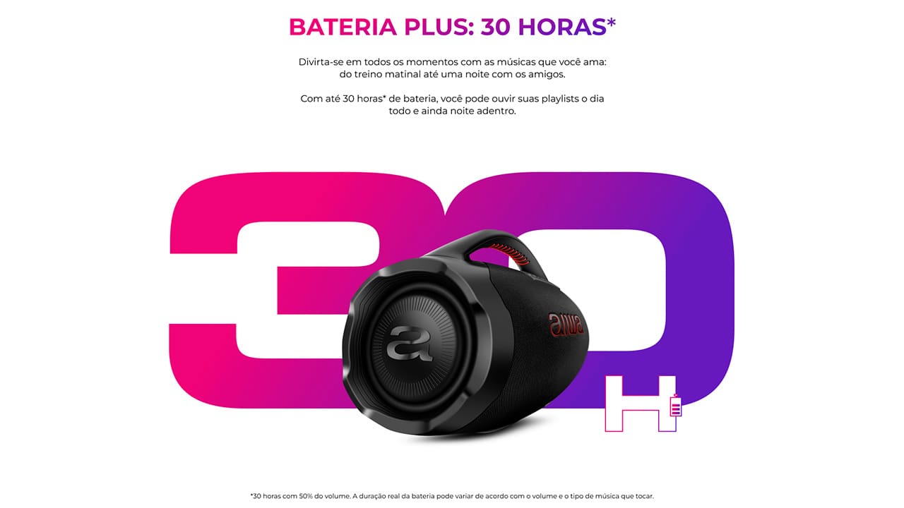 Som Potente e Cristalino. Sistema de 3 vias: 1 subwoofer, 2 midrange e 2 tweeters para graves profundos, médios nítidos e agudos cristalinos. 200W RMS de potência, radiadores passivos laterais para melhor propagação do som em todos os cantos do ambiente.