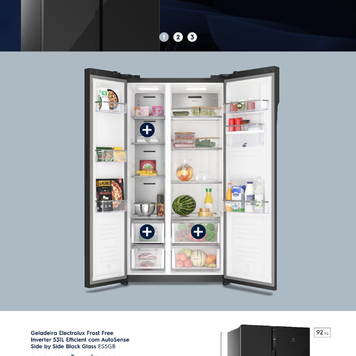 Geladeira Electrolux ES5GB Side By Side Inverter