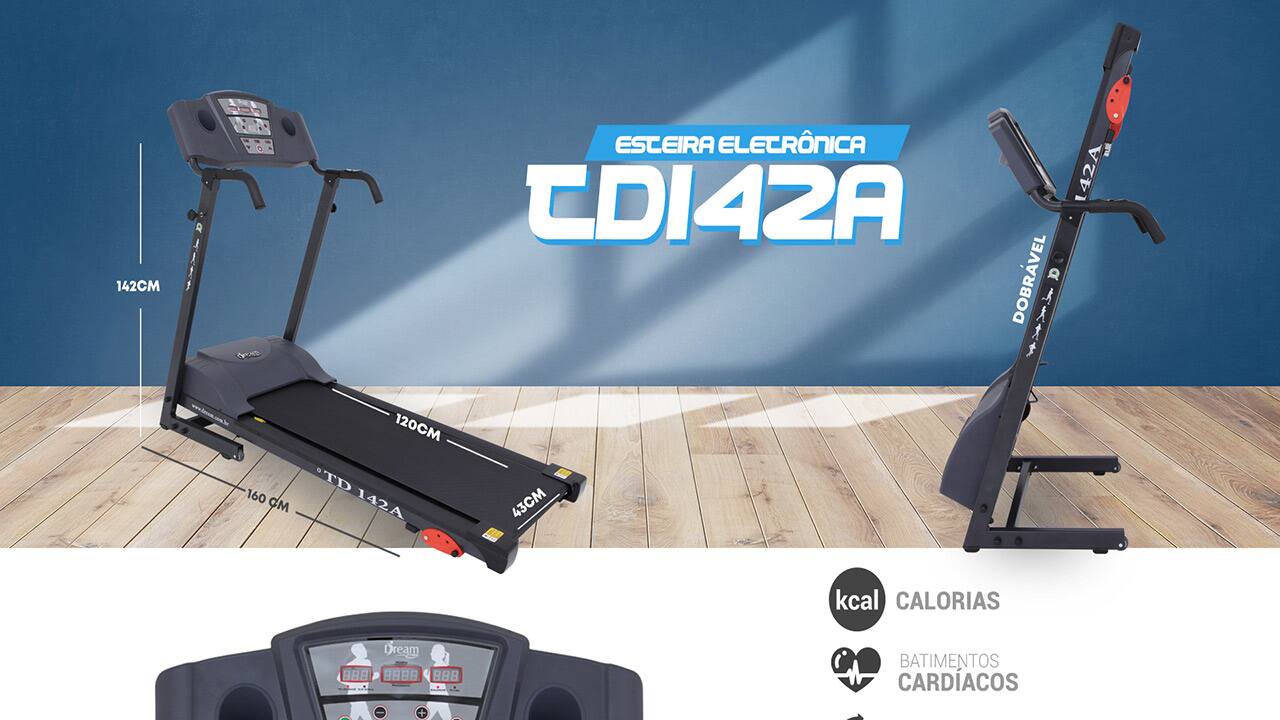 Esteira Ergométrica Eletrônica Dream TD142A Cinza