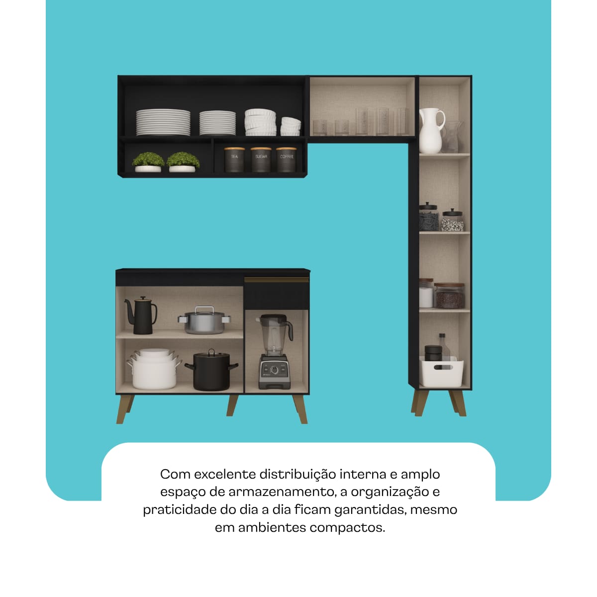 Cozinha Atlanta Slim Preto Touch