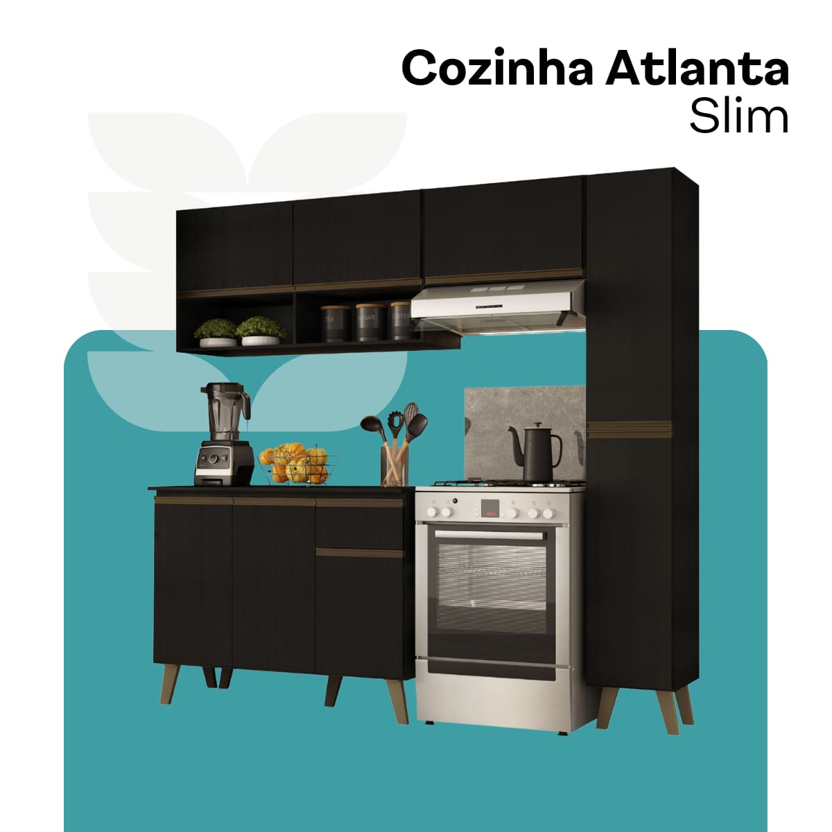 Cozinha Atlanta Slim Preto Touch