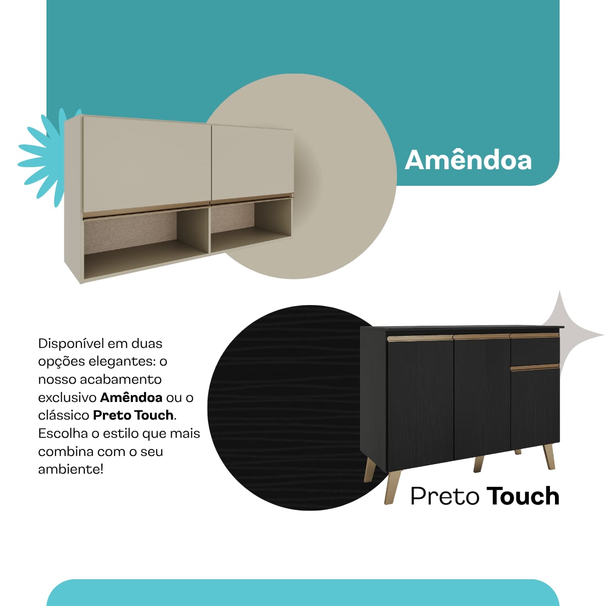 Cozinha Atlanta Slim Preto Touch