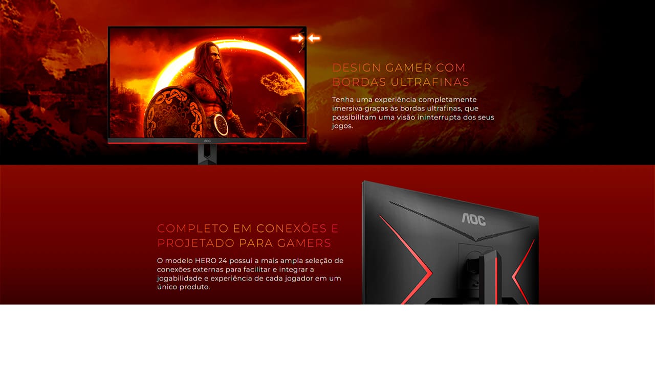 Monitor Gamer LED 23.8" Full HD AOC Hero 24G2/BK