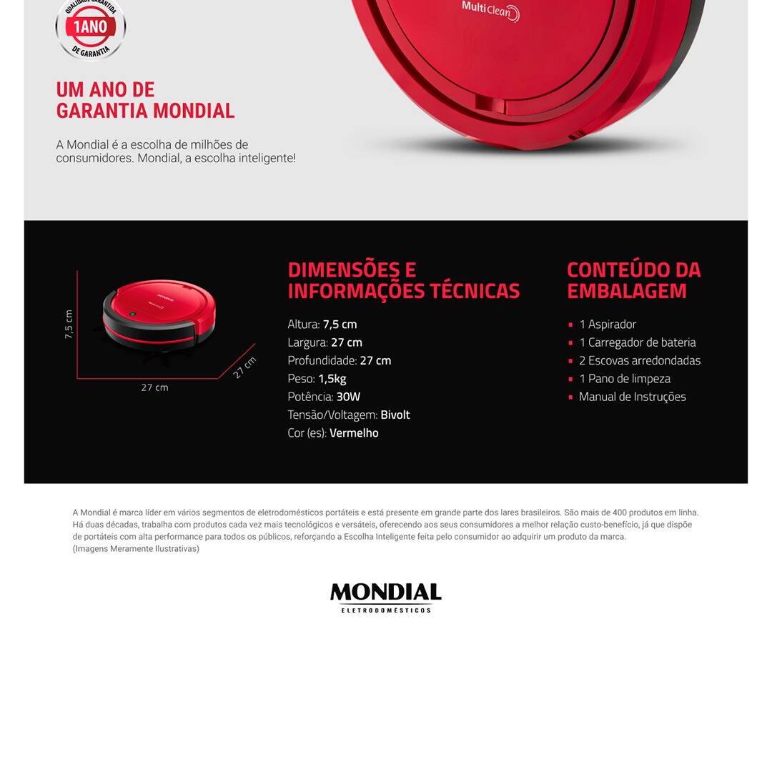 aspirador-robo-mondial-multi-clean-rb09-vermelho