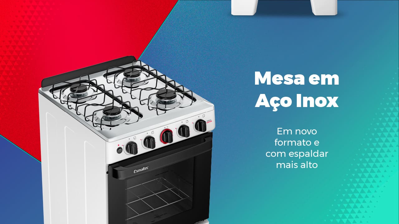 Design Moderno e Funcional O Fogão Esmaltec 4 Bocas traz um visual renovado com mesa em aço inoxidável, proporcionando maior durabilidade e elegância para sua cozinha. Seu novo formato conta com espaldar mais alto, garantindo um toque moderno ao ambiente. Os botões removíveis e o acendimento automático oferecem praticidade no uso diário, facilitando o preparo de suas receitas favoritas.