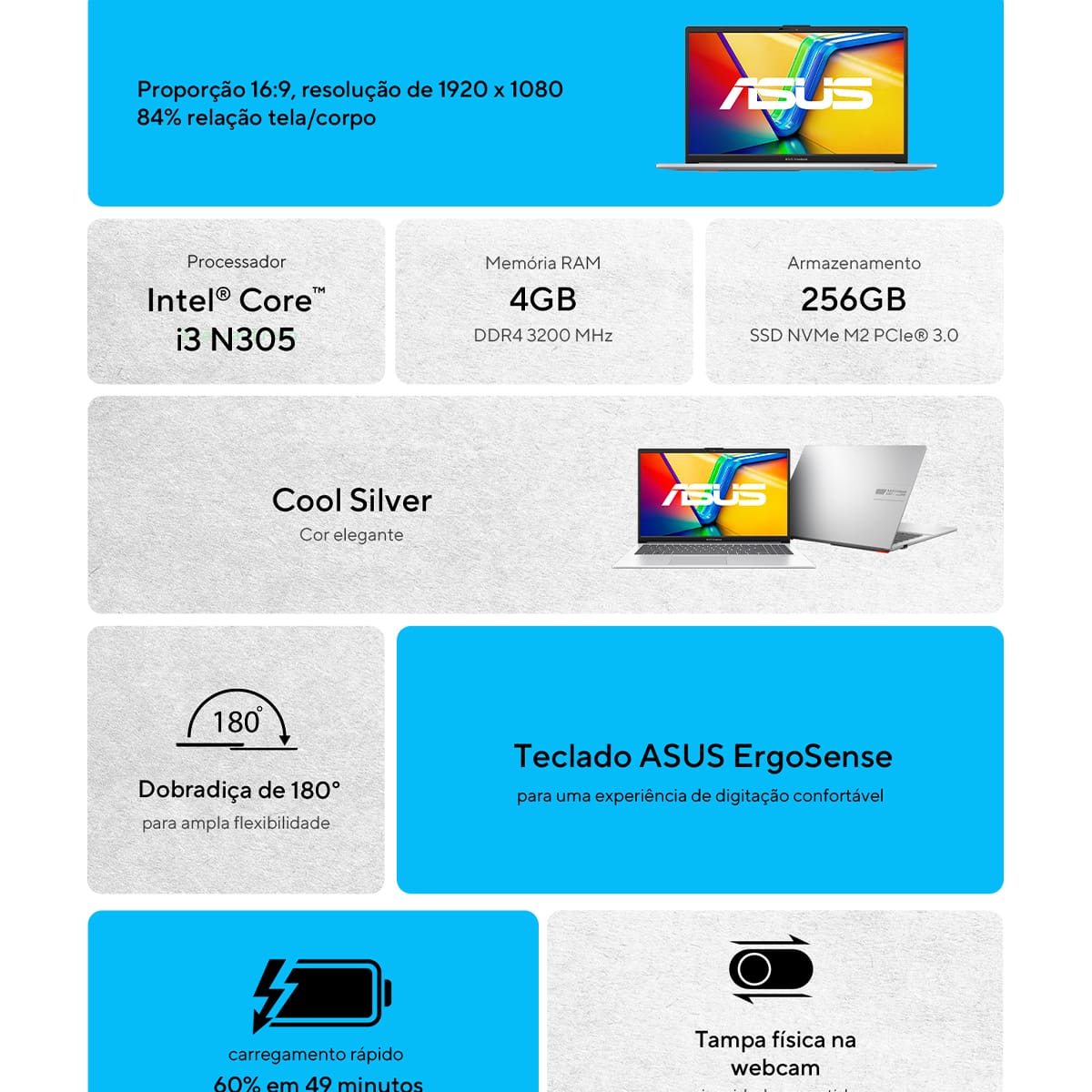 Notebook ASUS Vivobook Go E1504GA 256GB
